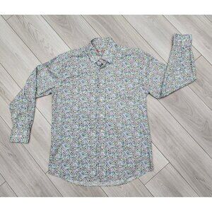 Alan‎ Flusser Size Medium Men's Cotton Paisley Colorful Button Down Dress Shirt